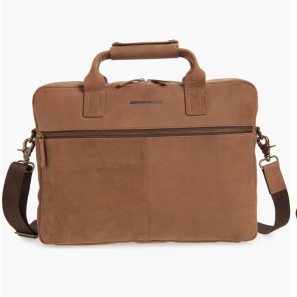 Johnston & Murphy Mens Oil Tanned Leather Briefcase - Picture 1 of 12